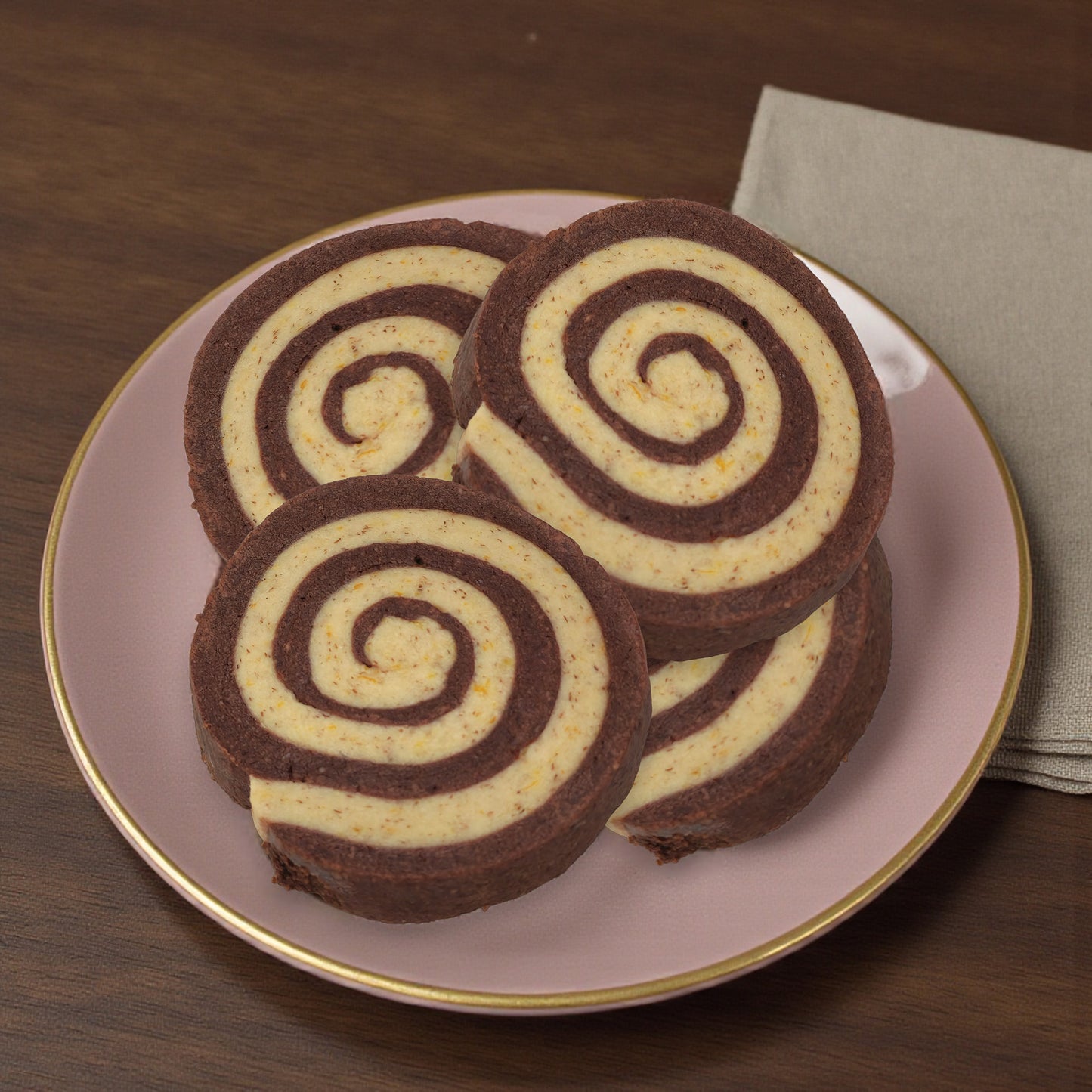 Large Chocolate and Orange Shortbread Swirl Cookie
