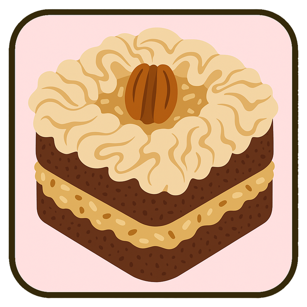 German Chocolate Cake with Coconut & Pecan Filling & Caramel Whipped Cream