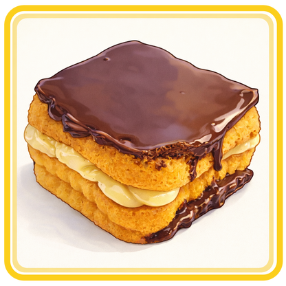 Boston Cream Pie with Cremeux and Mirror Glaze