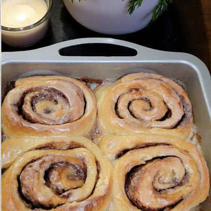 Amercian Soft Cinnamon Roll with Espresso Glaze