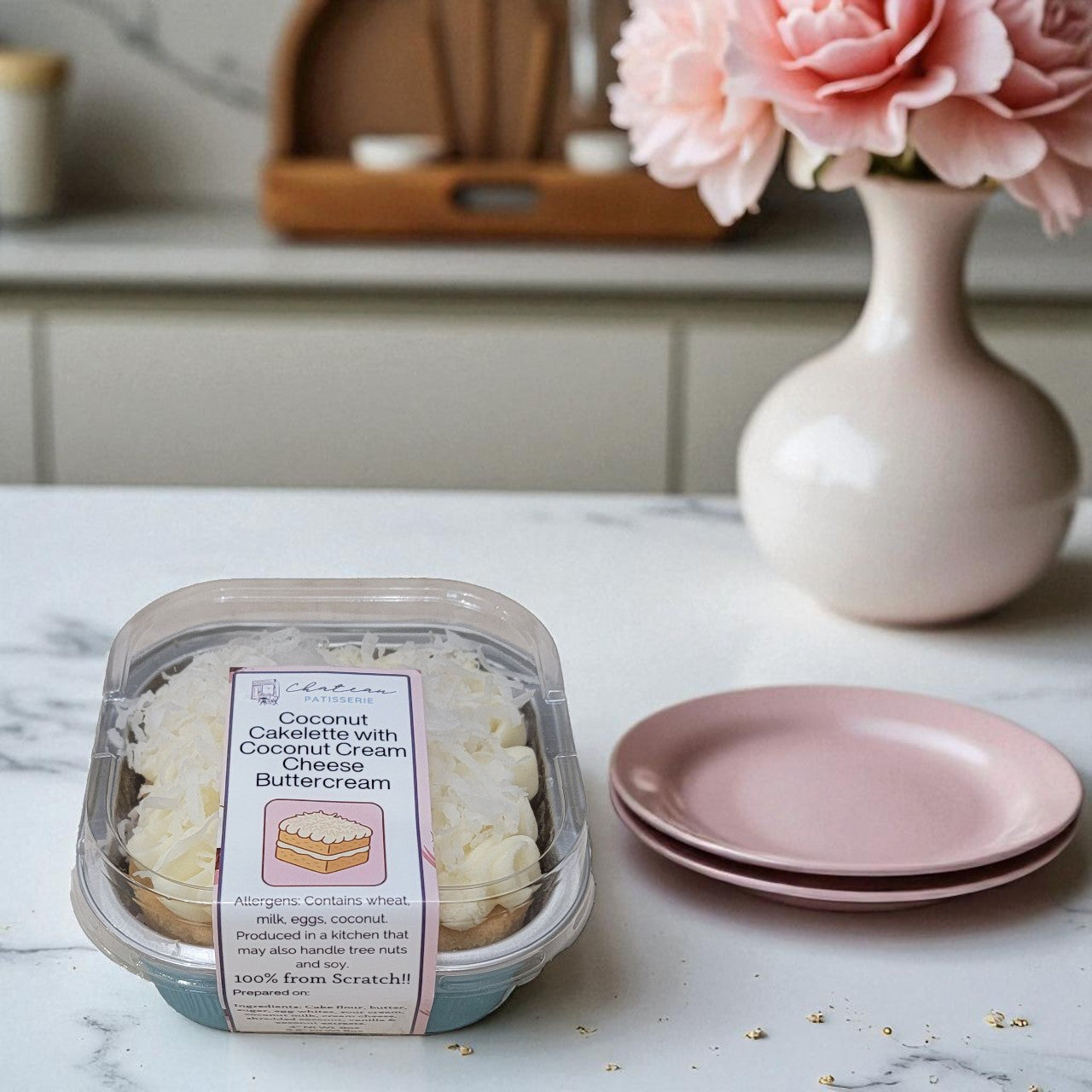 Coconut Cakelette with Coconut Cream Cheese Buttercream