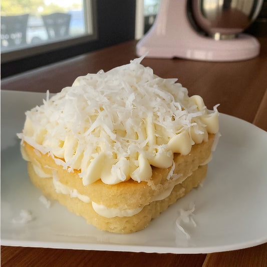 Coconut Cakelette with Coconut Cream Cheese Buttercream