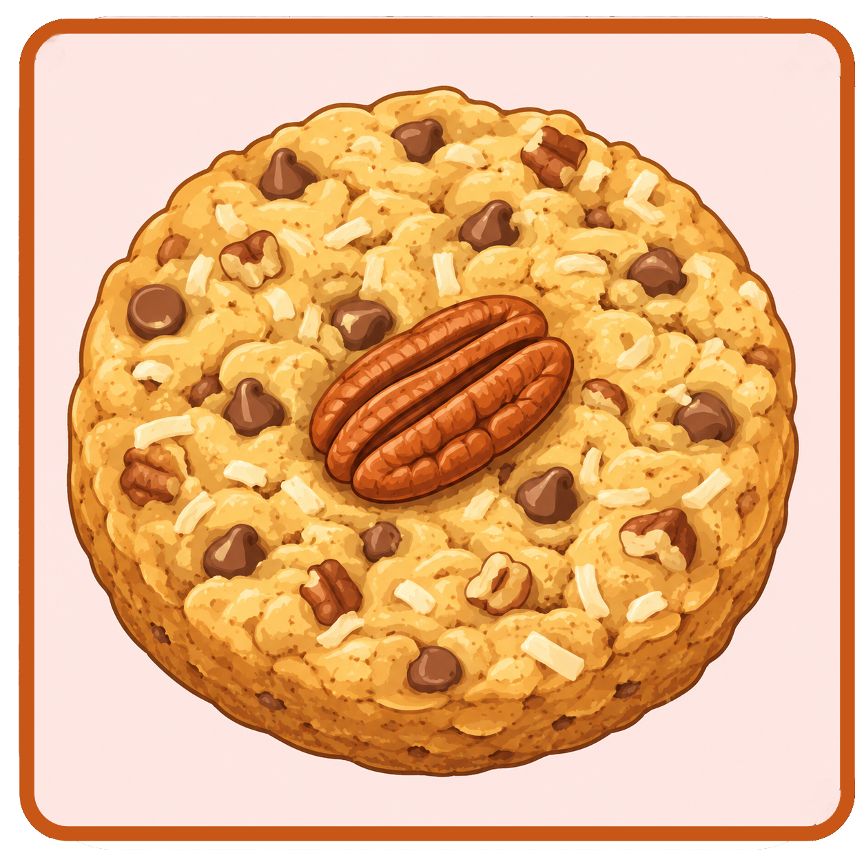 Large Thick Cowboy Cookie with Coconut, Pecans, Oats and Choc Chips