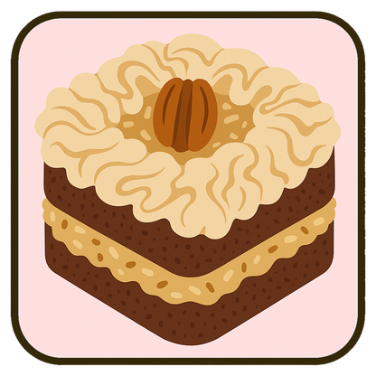 German Chocolate Cake with Coconut & Pecan Filling & Caramel Whipped Cream
