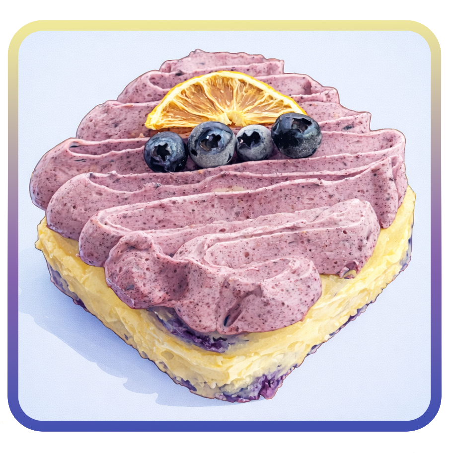 Lemon Cake with Lemon Curd & Blueberry Frosting