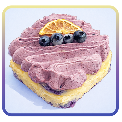 Lemon Cake with Lemon Curd & Blueberry Frosting