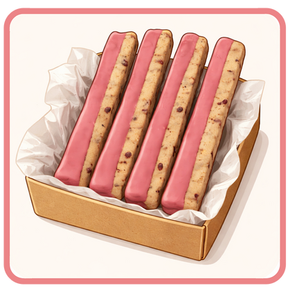 Mulled Wine Cranberry Cookie Sticks with Ruby Chocolate