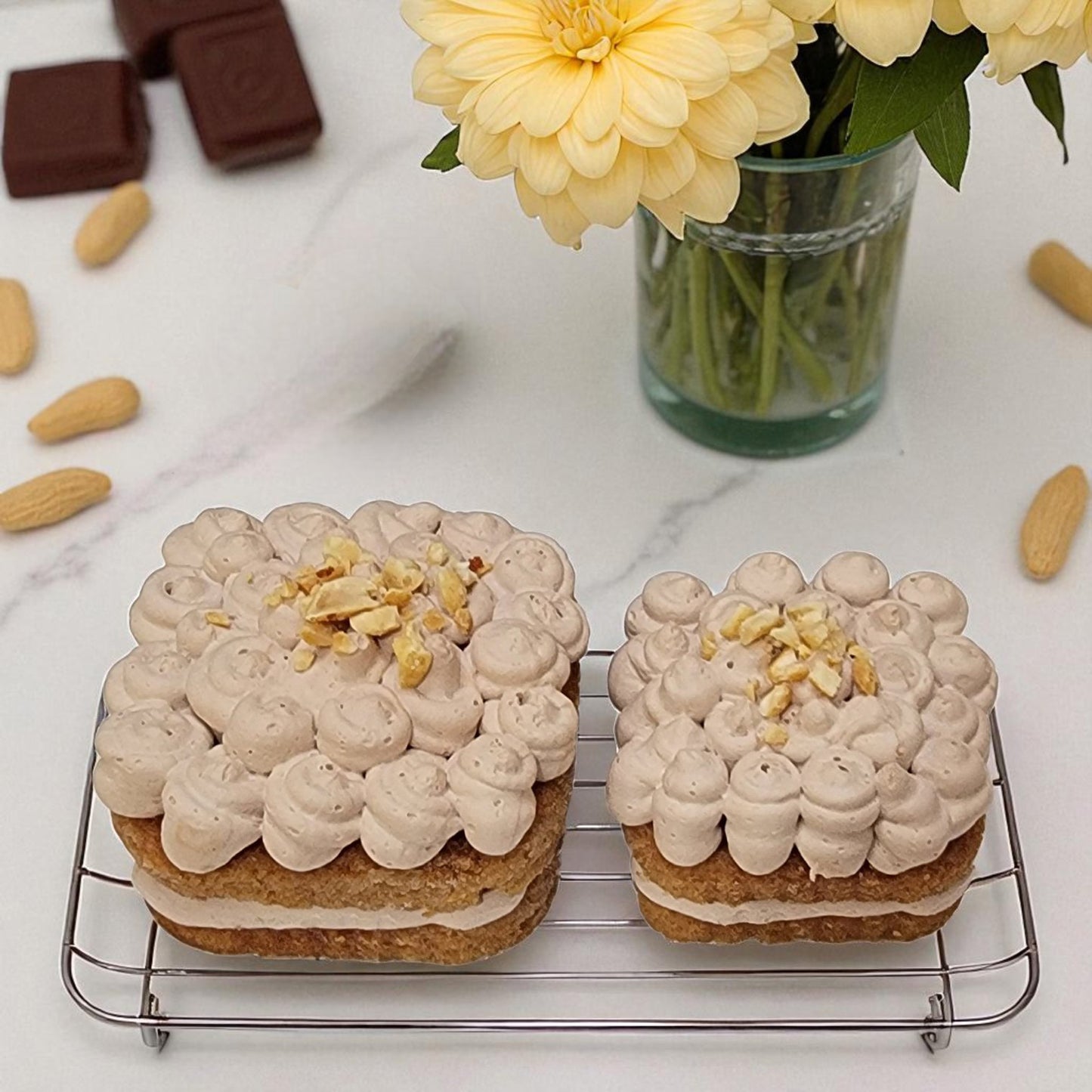 Peanut Butter Cakelette with Chocolate Buttercream Frosting
