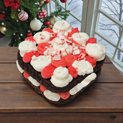 Peppermint Mocha Cake with Peppermint Buttercream and Crushed Candy Canes