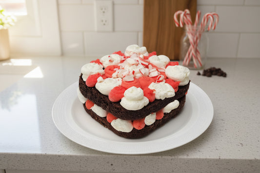 Peppermint Mocha Cake with Peppermint Buttercream and Crushed Candy Canes