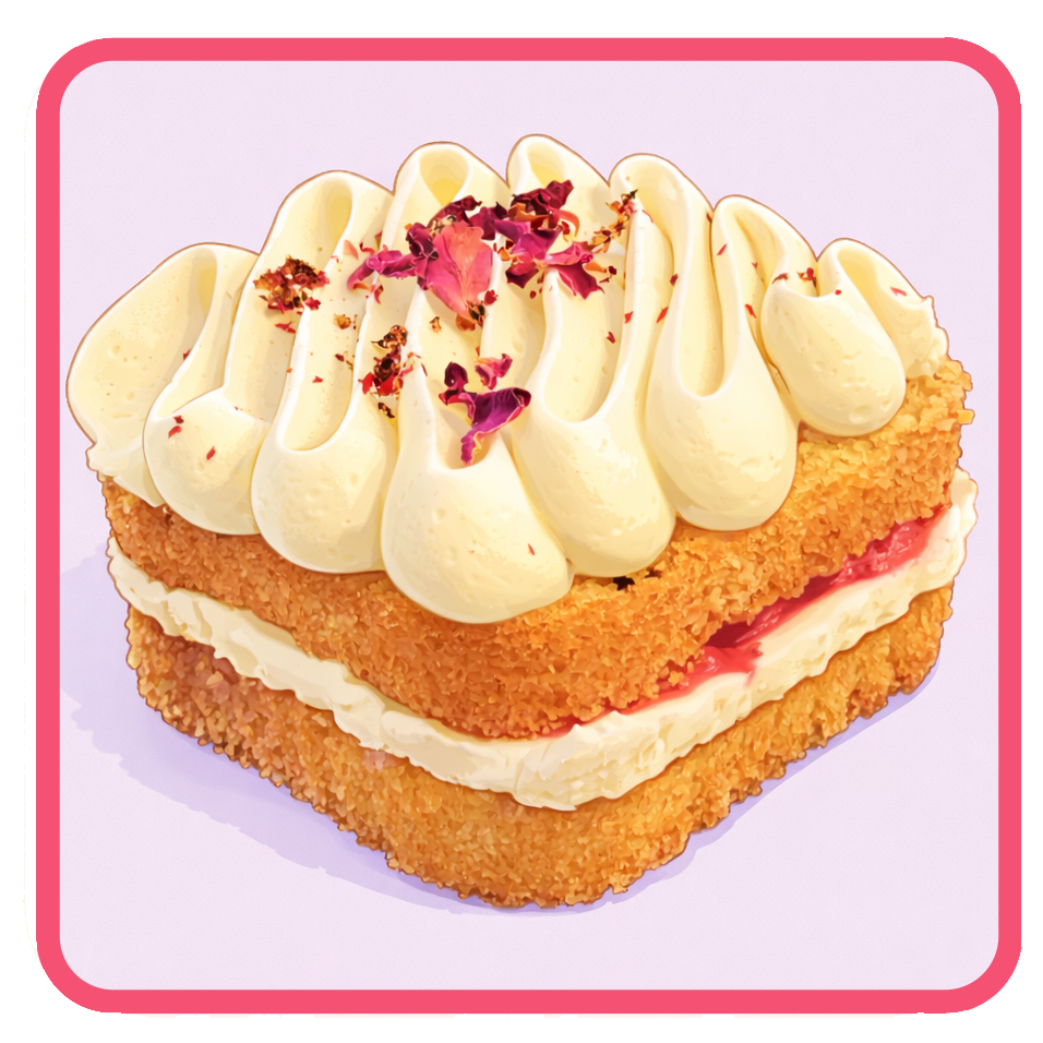 Pink Peppercorn Cake with Rose Cream Cheese frosting and Strawberry Compote