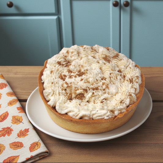 pumpkin tart sitting on a kitchen table