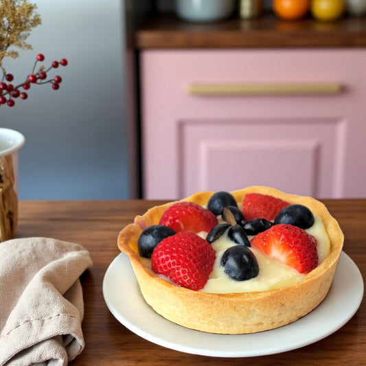 Strawbluerry Tart with Berry Curd, Cream Custard, and Fresh Fruit