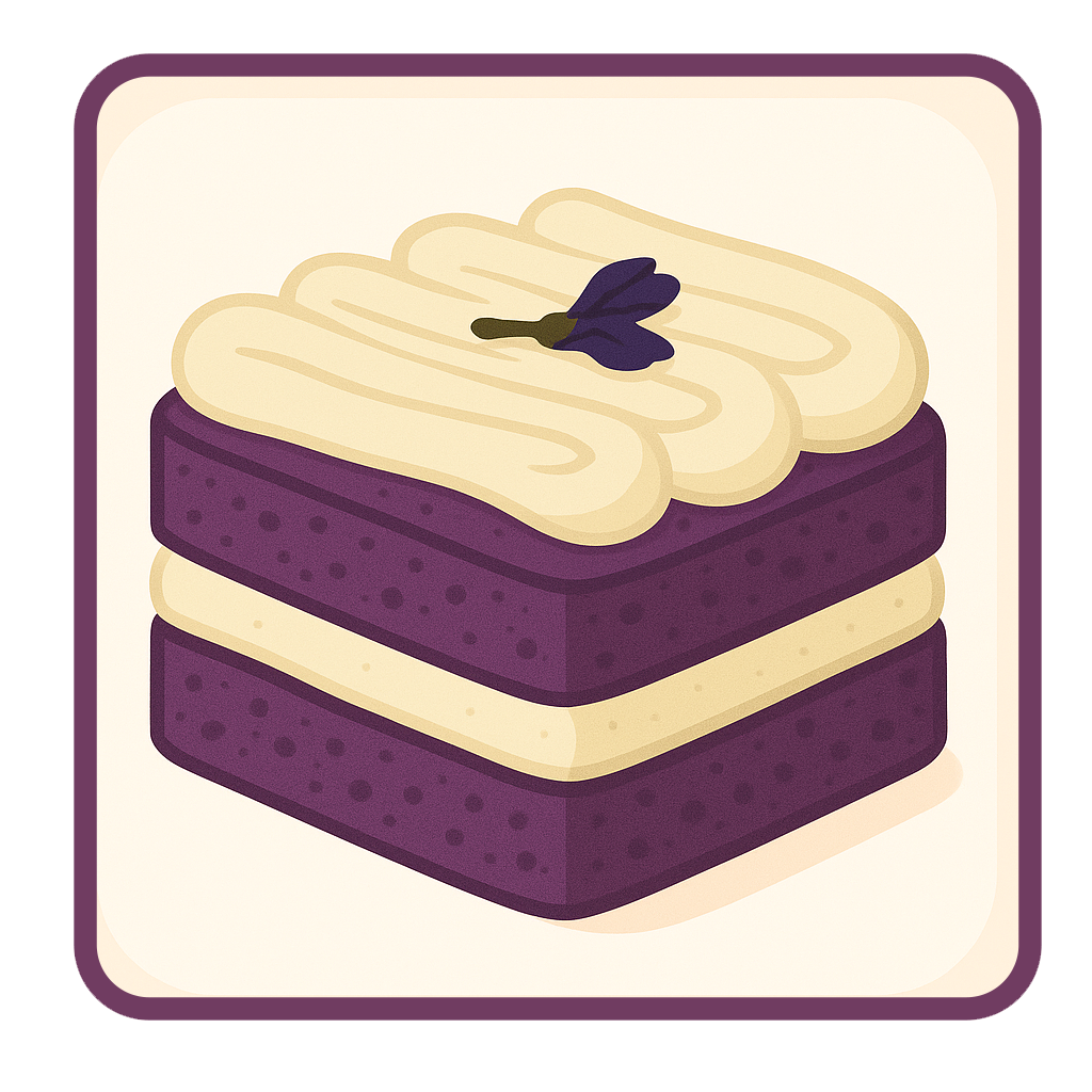 Ube Velvet Cakelette with Vanilla Mascarpone Ganache